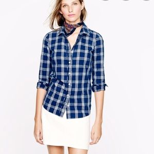 Indigo plaid J. Crew button down